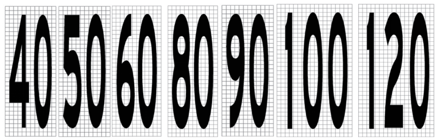 图48 路面限速标记字符(线34)(GB 5768.3-2025)