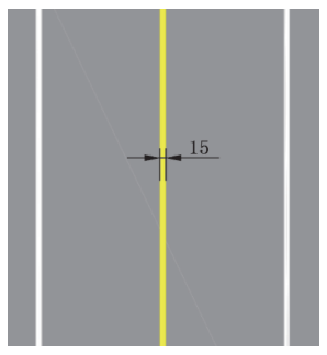 图68 单黄实线禁止跨越对向车行道分界线(线45)(GB 5768.3-2025)