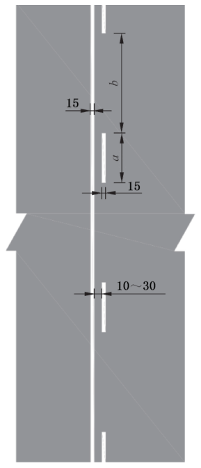 图70 白色虚实线禁止跨越同向车行道分界线(线47)(GB 5768.3-2025)