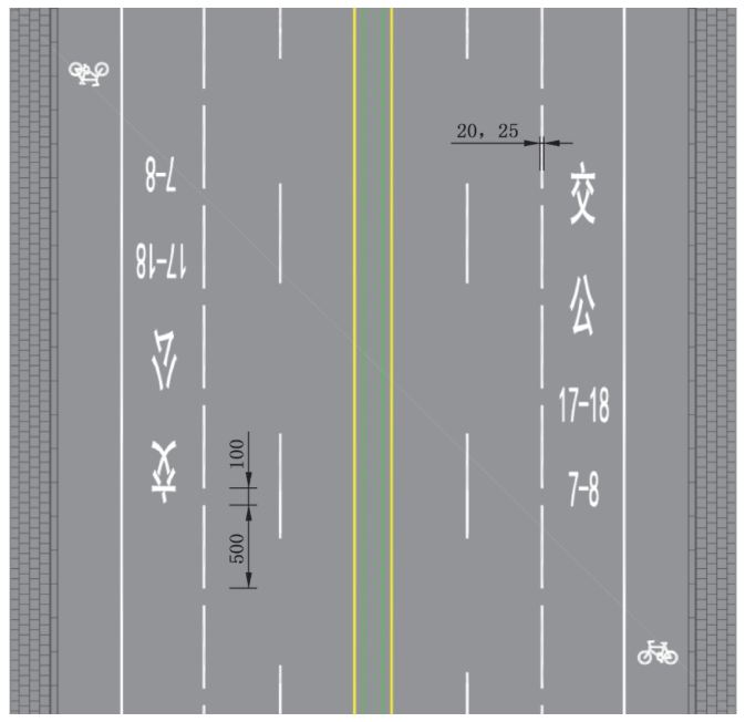 图87 公交车专用车道线(线59)(GB 5768.3-2025)